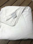 Yves Delorme Douce Queen White Flat Sheet Silver Embroidery Cotton Satin 88X108". Fixed Price $75.00.