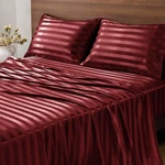 Bedelite Satin King Size Luxury Jacquard Striped Burgundy Bedsheets. Fixed Price $64.98.