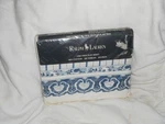 Vintage Jonquil Blue Ralph Lauren Twin Flat Sheet White Stripes W/border. Fixed Price $109.99.