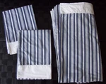 Vintage Lands End Full Flat SHEET+2 Std. Cases Blue/white Stripes. Fixed Price $26.00.