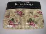 Rare Vintage Ralph Lauren Sophie Yellow Floral Ruffled Stripe Flat Sheet - Queen. Fixed Price $129.99.