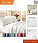 Elegant Queen Bed Set Of 100% Cotton - 400 Thread Count With Deep Pocket Design. Fixed Price $85.99.