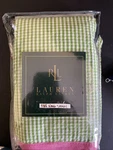 Ralph Lauren Watermill Green King Sham Set Gingham Pink Trim. Fixed Price $100.00.