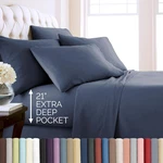 Extra Deep Pocket Queen Set Fits Up To 21 Inches, 6 Piece Bed. Fixed Price $71.99.