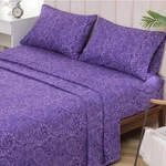 Kacemoo Queen Purple Paisley Floral 4-PIECE Microfiber Bed Sheet Set. Fixed Price $49.98.