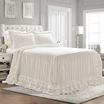 Ella Ruffle Lace 3 Piece Set - Cute Bedding Queen White Bedspread. Fixed Price $145.54.