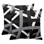 Set Of 2 Throw Cover Gray Black Stripes Design Retro Decorative Pillow.... Fixed Price $14.46.