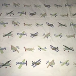 Pottery Barn Kids Vintage Planes Twin Flat Sheet Airplane Green Blue Red Fabric. Fixed Price $29.99.