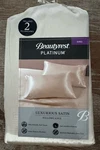 (2 Pack) Beautyrest King Luxurious Satin Silk Pillowcase Soft Bedding Oatmeal. Fixed Price $13.99.