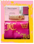 Juicy Couture Shower Curtain, Hot Pink & Gold, Geometric Jc Butterfly Design. Fixed Price $24.99.
