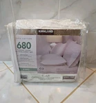 Kirkland Signature King White 680 Thread Count 5 Piece Bed Sheet Set No Flat. Fixed Price $49.99.