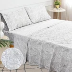 Sleepdown Cotton Bed Sheet Set - Paisley Grey, Twin. Fixed Price $47.99.