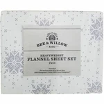 Bee & Willow Heavyweight Flannel Twin Size Sheet Set White Gray Snowflake. Fixed Price $39.00.