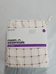 Room Essentials Ivory W/ Pink Grid Pattern Brushed Microfiber Xl Twin Sheet Set. Fixed Price $16.99.