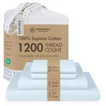 King Size Sheets 1200 Count 4 Piece Light Blue Threadmill Supima American. Fixed Price $369.99.