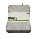 Room Essentials Full Sheet Set Gray White Windowpane Grid Cotton Blend Sateen. Fixed Price $16.99.