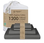 Threadmill Luxury 1200 Count Supima Cotton Sheets, King Size, 4 Pc Dar.... Fixed Price $184.95.