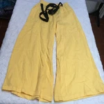 Baltic Bloom Womens Medium High Rise Drawstring Linen Wide Leg Pants Yellow. Fixed Price $76.40.