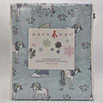 Nate & Twin Size Flannel Sheet Set 100% Cotton Unicorns Rainbows Stars Blue. Fixed Price $54.56.