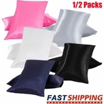 1/2PCS Satin Silk Pillowcase Soft Bedding Standard Queen King Size Cover. Fixed Price $7.35.