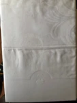 Yves Delorme White Nymphe Queen Flat Sheet 94X116 Jacquard Feather Border France. Fixed Price $229.00.