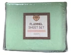 Pine Creek Flannel Queens Size Sheet Set 100% Cotten Celadon Green. Fixed Price $19.99.