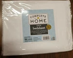 Complete Home Twin Bedsheet, 100% Polyester, Flat, Fitted Pillowcase. Fixed Price $15.99.