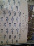 Portugal Full Sheet Set Flannel Usa Cotton Fern Leaf Pattern White Blue. Fixed Price $50.99.