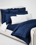 Ralph Lauren Organic Cotton Bethany Jacquard Flat Sheet, Queen, Navy. Fixed Price $99.99.