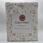 Calvin Klein King 100% Cotton Sheet Set Sateen Falling Petals 4PC Dusty Pink. Fixed Price $78.92.