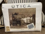 Utica King Size Flat Sheet Bond Street Blue Brown Stripes 180 Blend. Fixed Price $26.99.
