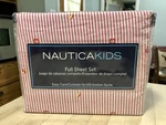 New Package Nautica Kids Red / White Stripe Anchor Print Full Sheet Set. Fixed Price $29.99.