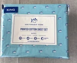 Southern Tide Skip Jack Blue Topaz 100% Cotton Sheet Set King 4-PC Nip. Fixed Price $99.99.