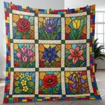 Floral Quilt Blanket - Vibrant Mosaic Flower Patchwork Bedding Gif. Fixed Price $78.13.