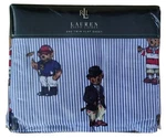 Ralph Lauren Teddy Bear Blue Stripe Twin Size Flat Sheet - New. Fixed Price $65.00.
