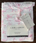 Laura Ashley King Size Sheet Set Trailing Bows Pink & White Cottage Farmhouse. Fixed Price $79.00.