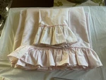 Laura Ashley Vintage Pink Ticking Stripe Ruffle Full Sheets Set 3PCS. Fixed Price $39.00.