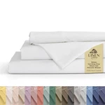 Linen Home 100 Cotton Percale Sheets California King Size, White, Deep Pocket.... Fixed Price $100.69.