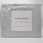 Calvin Klein California King Size 270 Cotton Percale Blue Gray Sheet Set 4 Pc. Fixed Price $130.46.