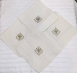 Vtg. Bombay Hand Embroidered Napkins. Set 4. X 18". Linen/cotton Bag.. Fixed Price $16.99.