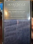 King Hotel Style 600 Thread Count 100% Cotton Sateen Pillowcases Navy Tonal 2 Pk. Fixed Price $18.00.