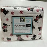 Living Quarters Queen Flannel Sheet Set Scottie Dog Print White Cotton Bedding. Fixed Price $68.90.