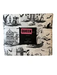 Cynthia Rowley New Halloween Haunted Toile Black White Queen Sheet Set 4PC. Fixed Price $80.99.