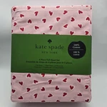 Kate Spade Full Sheet Set 100% Cotton Percale Brushstroke Hearts Chalk Pink Red. Fixed Price $54.95.