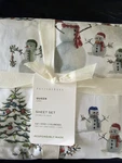 Pottery Barn/snowman/queen Sheet Set 4/CHRISTMAS/HOLIDAY/WINTER Cotton. Fixed Price $139.00.