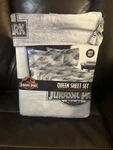 Jurassic Park Queen Fitted Sheet Set 4PC Licensed Pillow Case Logo Bedding New. Fixed Price $100.00.