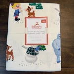 Pottery Barn Kids Rudolph Glow The Dark Flannel Sheet Set, Twin. Fixed Price $89.00.