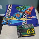 Vintage Nascar Pillow Case & Twin Sheet Dan River 82 Racecar 63 Checked Flag. Fixed Price $16.49.