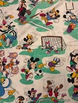 Vintage Disney Mickey Mouse & Friends Sports Twin Bed Sheet - Flat. Fixed Price $15.00.