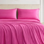 Regal Dreams Hot Pink Sateen Striped Damask 4-PIECE Cotton Sheet Set. Fixed Price $97.99.